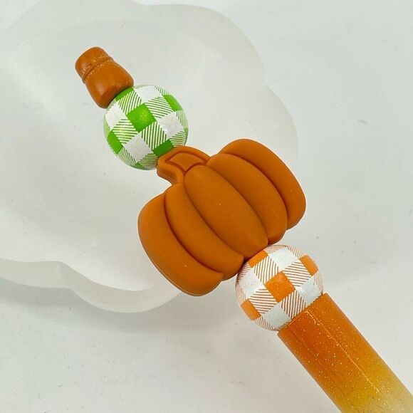 Pumpkin fall autumn pen handmade NEW sweater weather green white orange - Picture 2 of 6